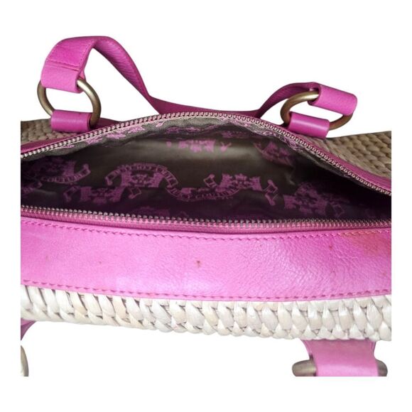Y2K JUICY COUTURE Woven Straw Wicker Barrel Purse w/Cherry Charm - Picture 9 of 13